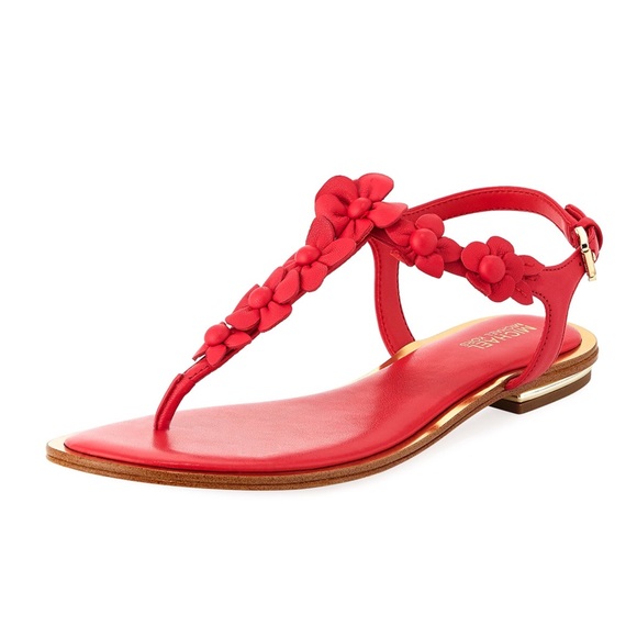 RELISTED SIZE 10 Michael Kors | Flower Leather Thong Sandal - Picture 4 of 8